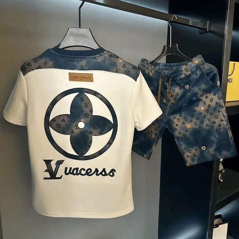 Conjunto Hombre Verano — Camisa y Pantalón Corto con Print Contrastado