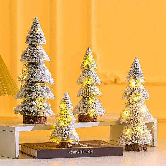 Árbol Decorativo Navideño Blanco — Ornamento de Mesa para Hogar y Fiesta